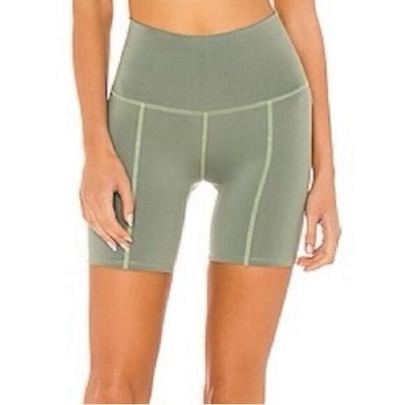 MORGAN STEWART SPORT Biker Shorts in Cypress Green - Picture 1 of 4